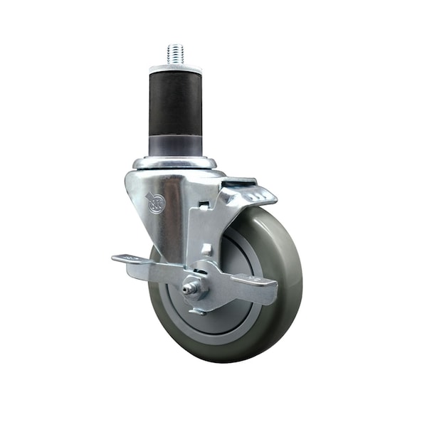 Service Caster 4'' SS Gray Poly Swivel 1-5/8'' Expanding Stem Caster with Brake SCC-SSEX20S414-PPUB-TLB-158 - main